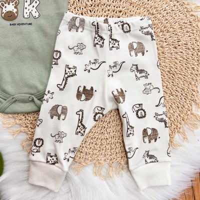 Conj. Body Look Baby Adventure e Calça Safari - Verde e Off White